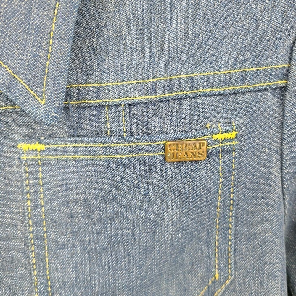 Vintage Cheap Jeans Denim Shirt Womens S? Long Sleeve Snap Front - Picture 2 of 5